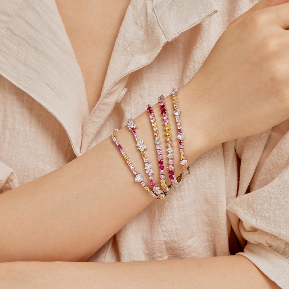 [CharmAmor]Luxurious Colorful Romantic Heart Shape Lover Bracelet
