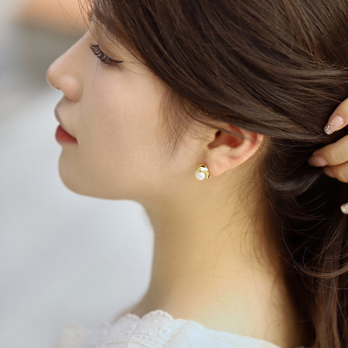 [CharmAmor]Dainty Bread Pearl Earrings