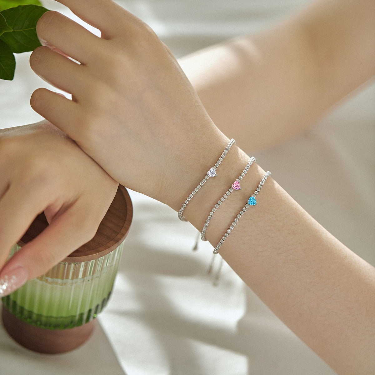 [CharmAmor]0.5 Carat Elegant Romantic Heart Shape Lover Bracelet