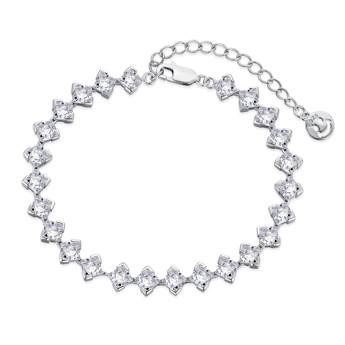 [CharmAmor]0.5 Carat Ornate Princess Cut Daily Bracelet
