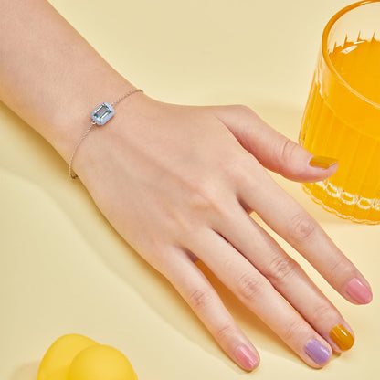 [CharmAmor]2.0 Carat Sparkling Colorful Emerald Cut Daily Bracelet