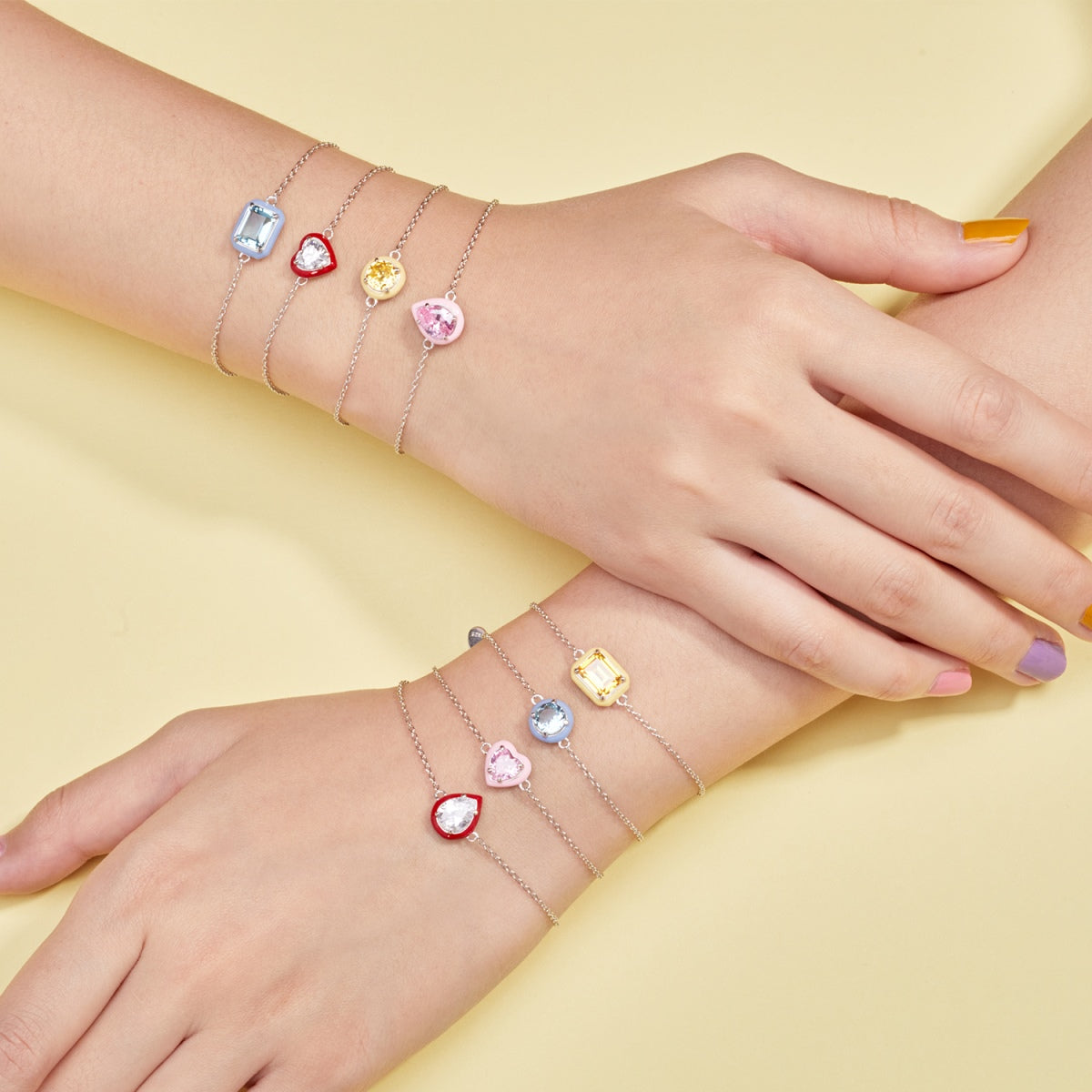 [CharmAmor]2.0 Carat Sparkling Colorful Emerald Cut Daily Bracelet