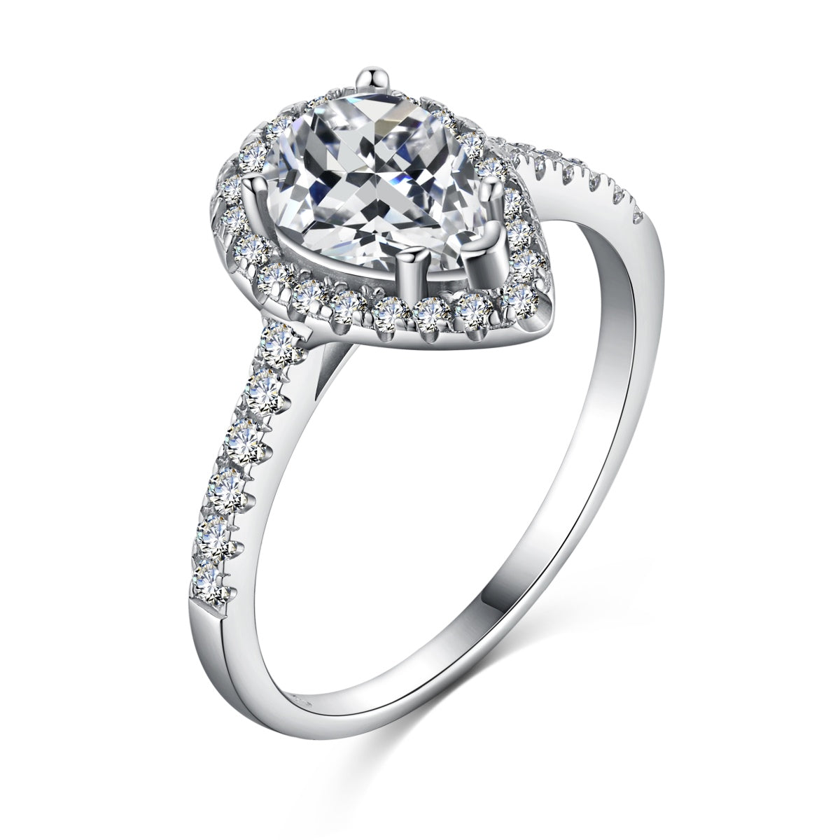 [CharmAmor]1.0 Carat Luxurious Resplendent Water Drop Shape Wedding Ring