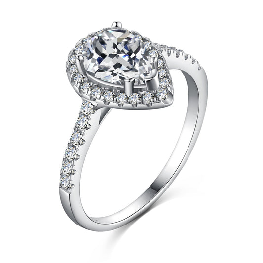 [CharmAmor]1.0 Carat Luxurious Resplendent Water Drop Shape Wedding Ring
