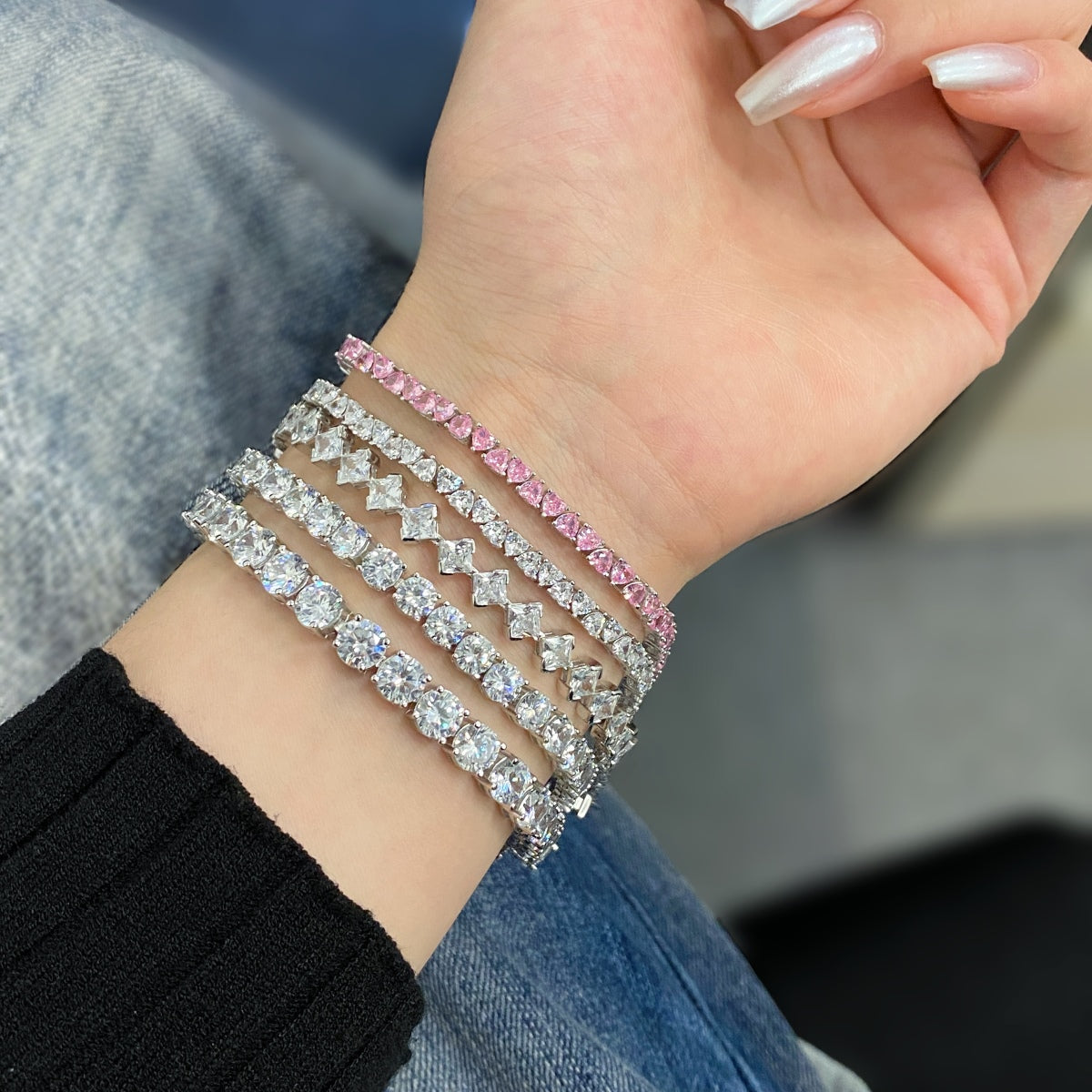 [CharmAmor]0.5 Carat Ornate Princess Cut Daily Bracelet
