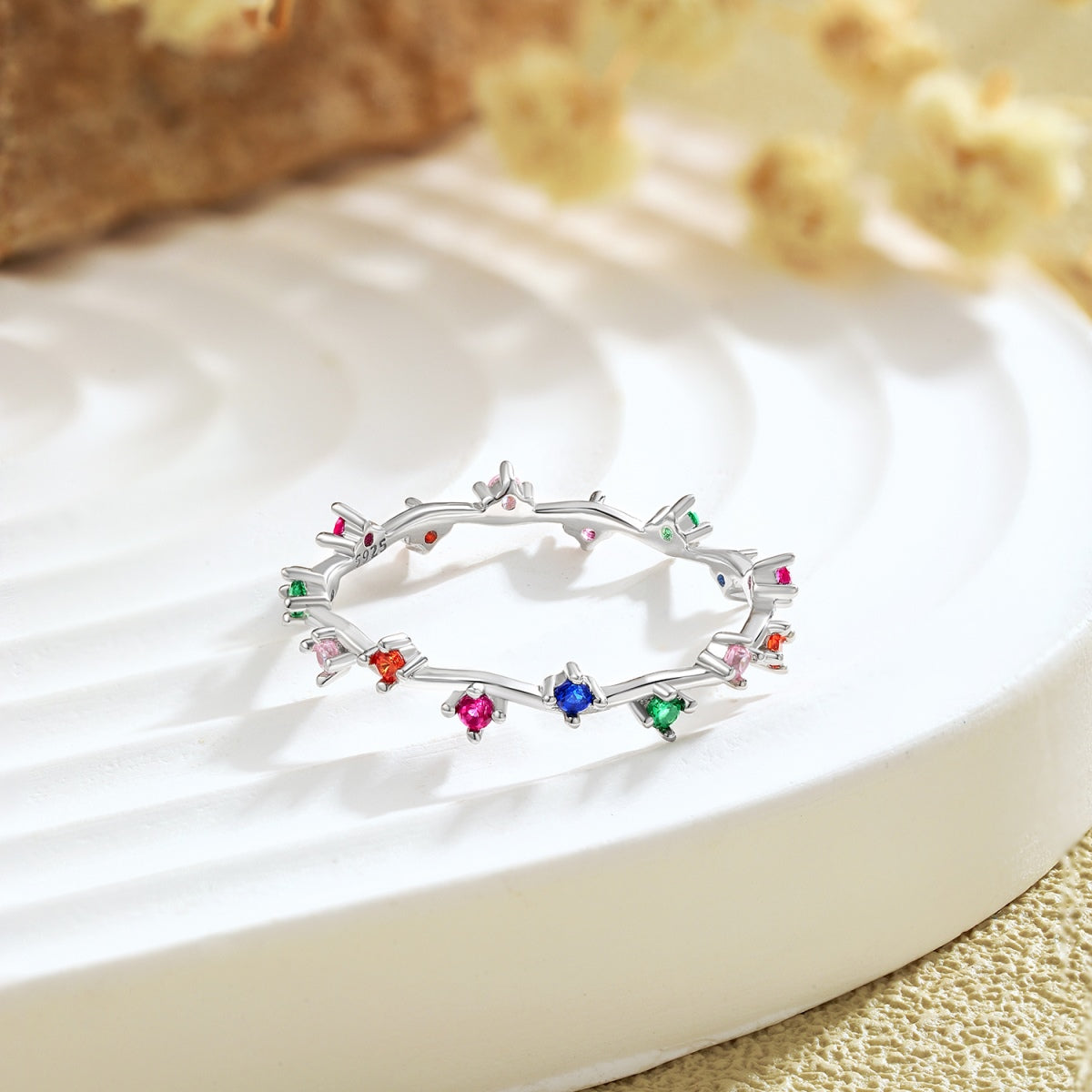 [CharmAmor]Radiant Colorful Round Cut Daily Ring
