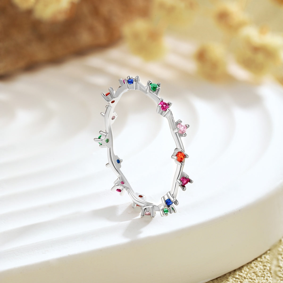 [CharmAmor]Radiant Colorful Round Cut Daily Ring