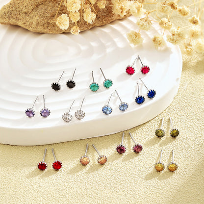 [CharmAmor]Sparkling Colorful Round Shape Earrings