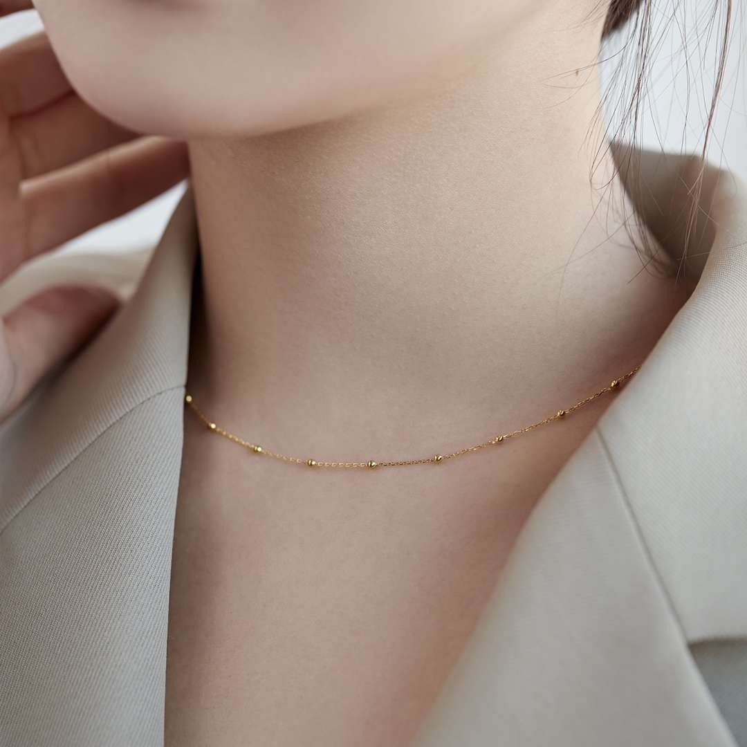[CharmAmor]Small Bead Clavicle Chain Simple Necklace