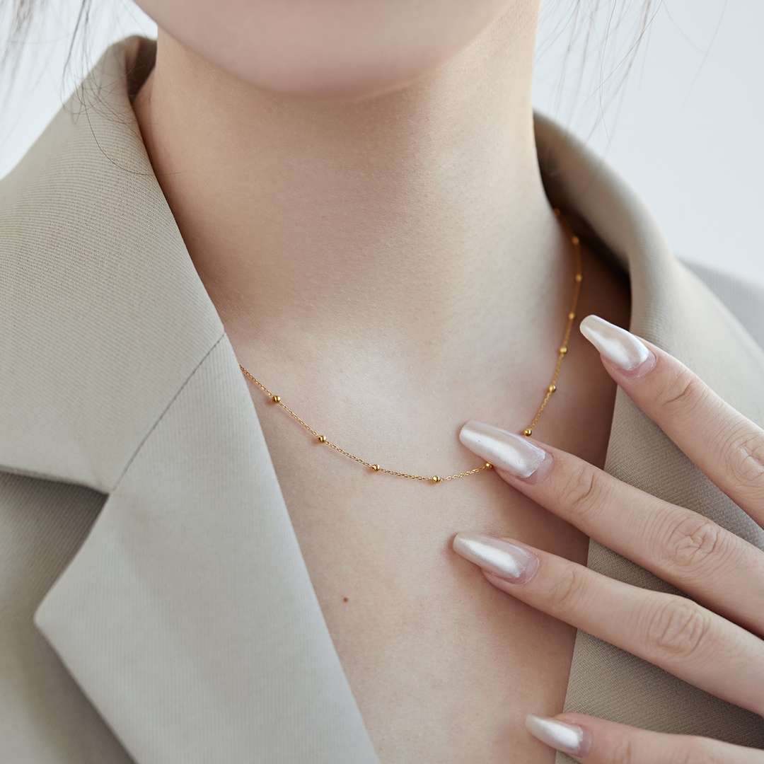 [CharmAmor]Small Bead Clavicle Chain Simple Necklace