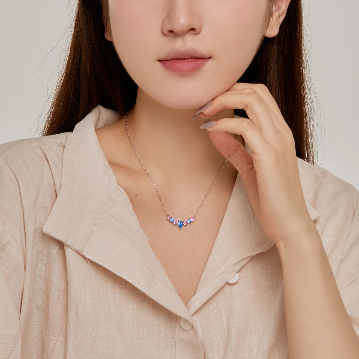 [CharmAmor]Dainty Colorful Heart Necklace