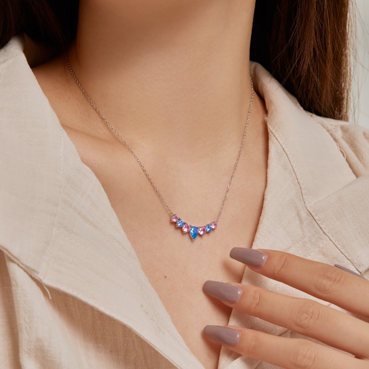 [CharmAmor]Dainty Colorful Heart Necklace