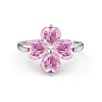 [CharmAmor]Heart-shaped Four-Leaf Clover Ball Ring