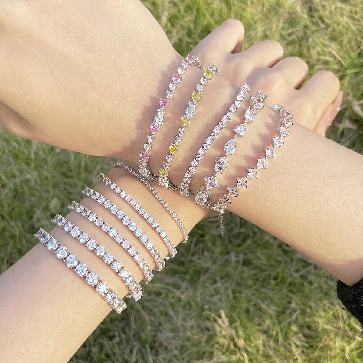 [CharmAmor]Luxurious Ornate Round Cut Tennis Bracelet