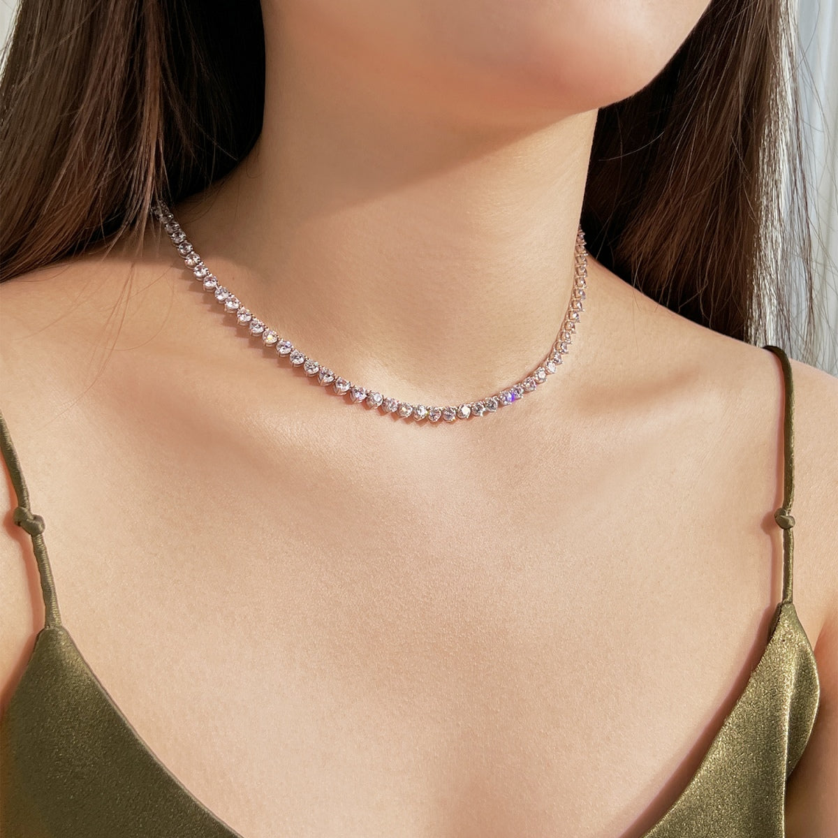 [CharmAmor]Ornate Heart Cut Tennis Necklace