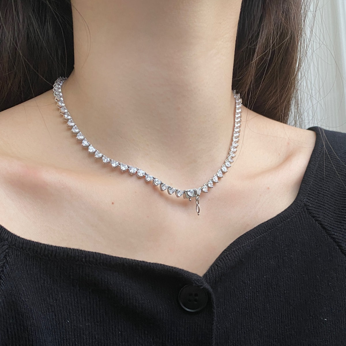 [CharmAmor]Ornate Heart Cut Tennis Necklace