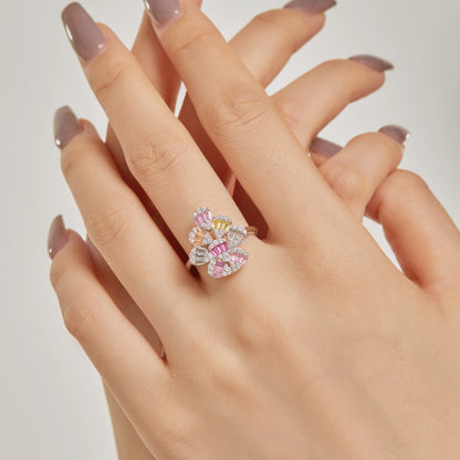 [CharmAmor]Sparkling Colorful Water Drop Shape Daily Ring