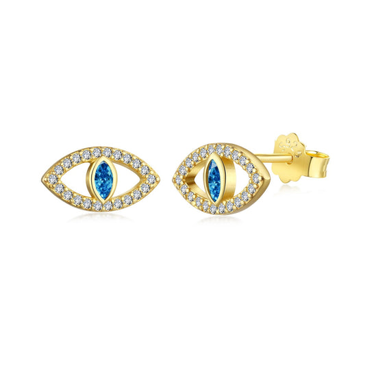 [CharmAmor]Blue Devil Eyes Hollow Stud Earrings