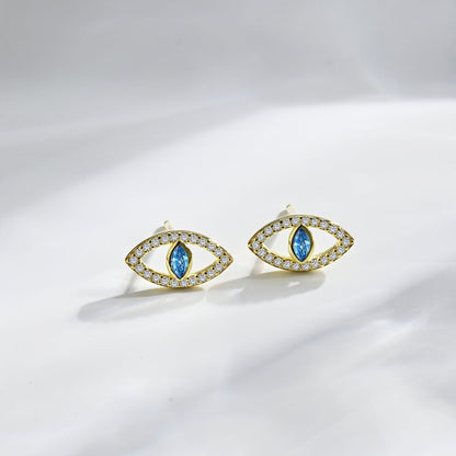 [CharmAmor]Blue Devil Eyes Hollow Stud Earrings