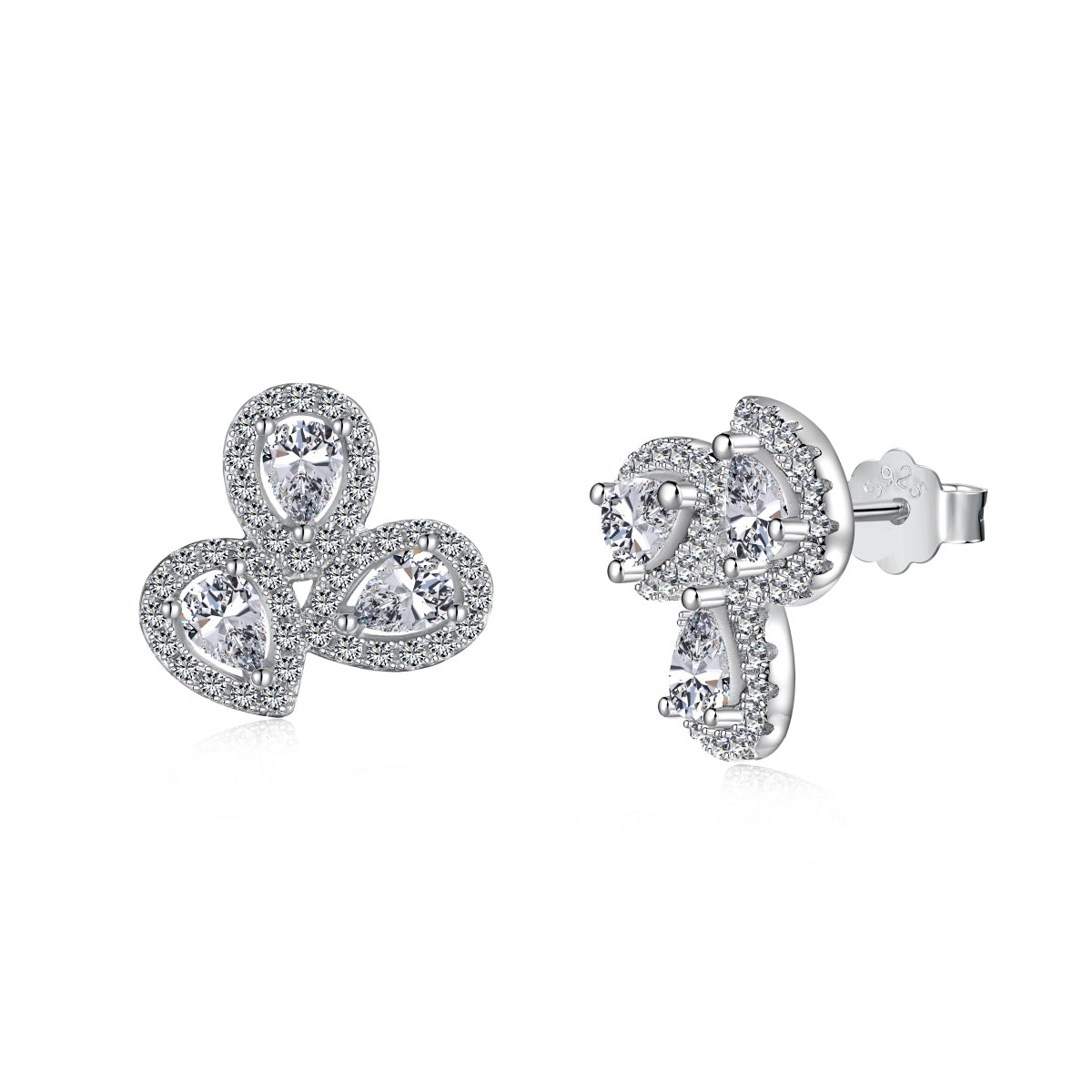 [CharmAmor]Ornate Flower Shape Pear Cut Lover Earrings