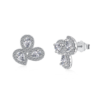 [CharmAmor]Ornate Flower Shape Pear Cut Lover Earrings