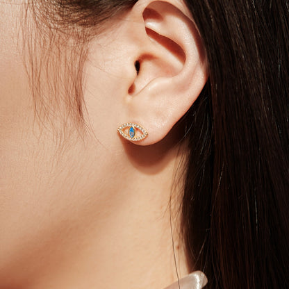 [CharmAmor]Blue Devil Eyes Hollow Stud Earrings