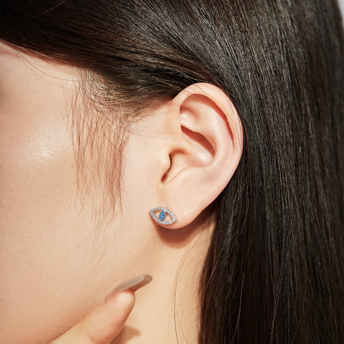 [CharmAmor]Blue Devil Eyes Hollow Stud Earrings