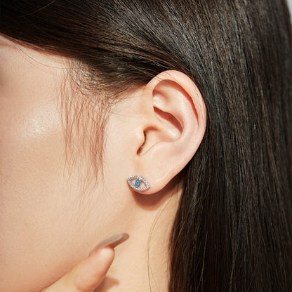 [CharmAmor]Blue Devil Eyes Hollow Stud Earrings