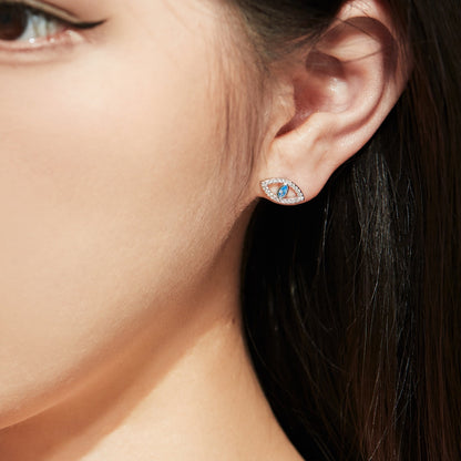 [CharmAmor]Blue Devil Eyes Hollow Stud Earrings