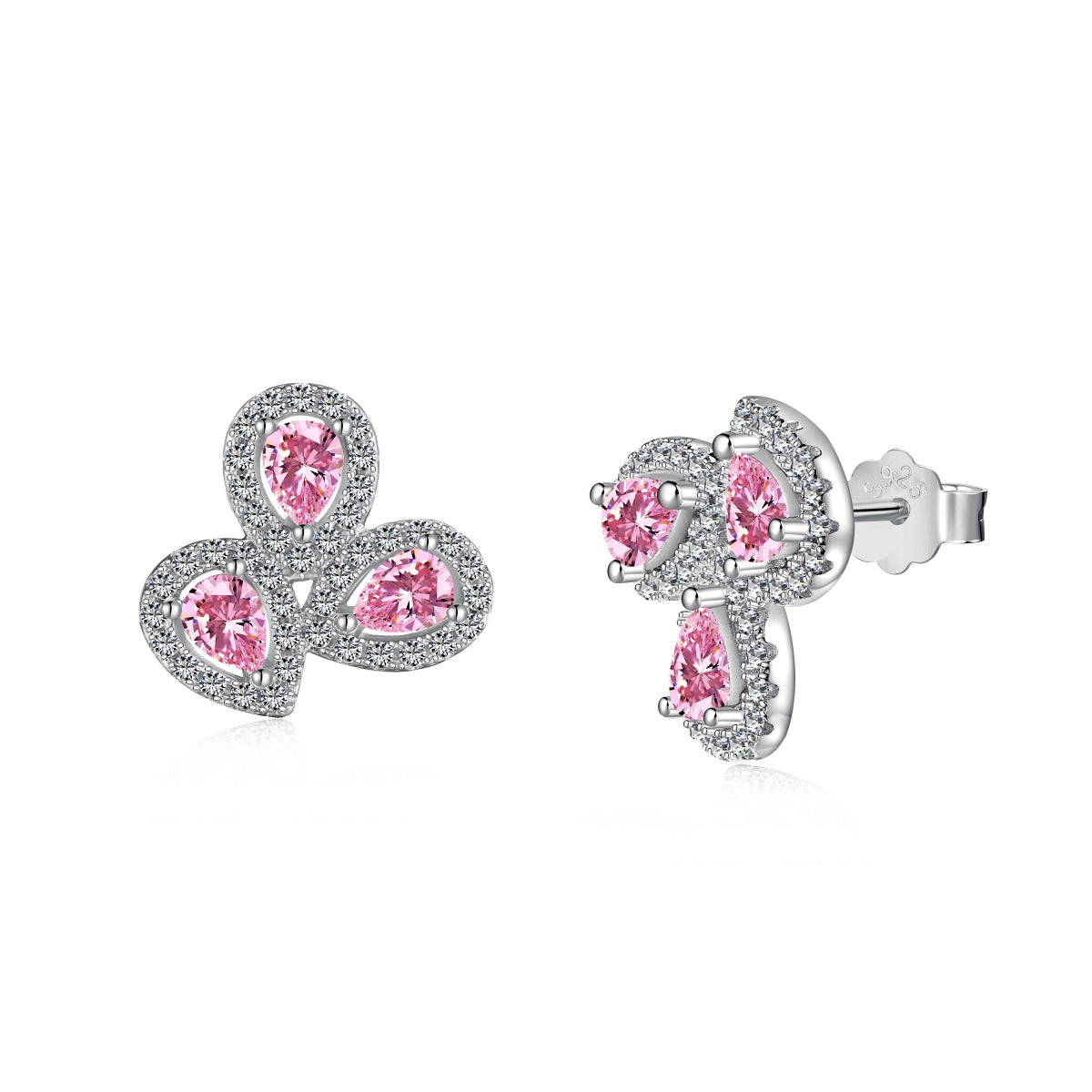 [CharmAmor]Ornate Flower Shape Pear Cut Lover Earrings