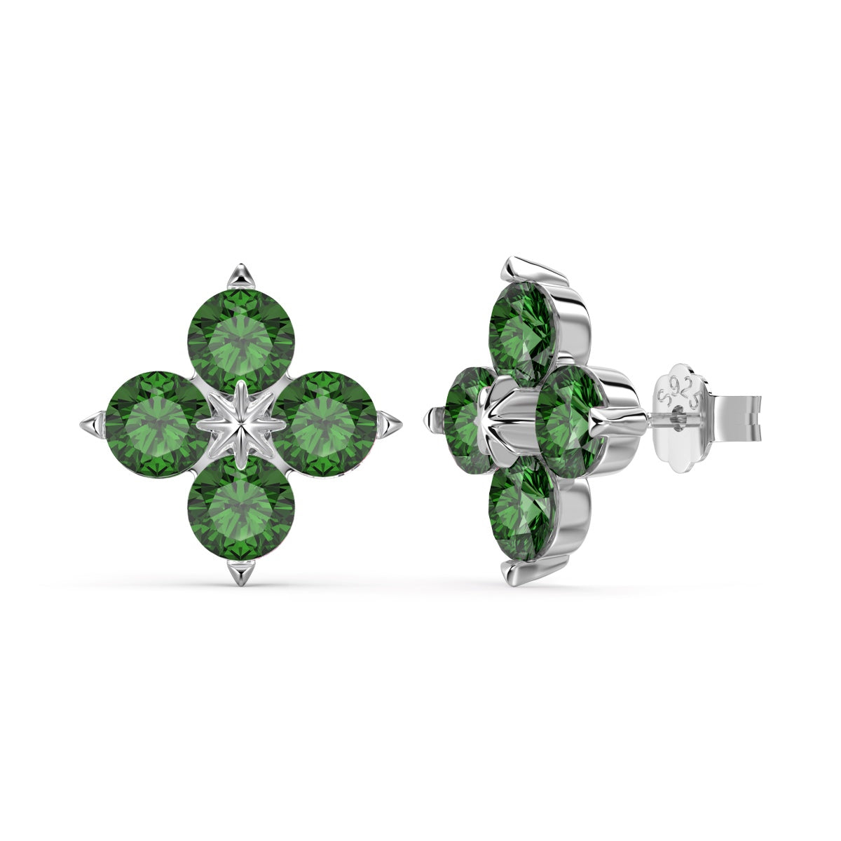 [CharmAmor]Four-Leaf Clover Eight-Pointed Star Earrings