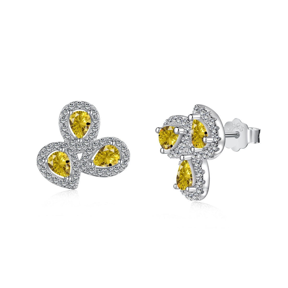 [CharmAmor]Ornate Flower Shape Pear Cut Lover Earrings