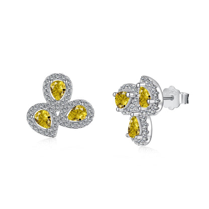 [CharmAmor]Ornate Flower Shape Pear Cut Lover Earrings