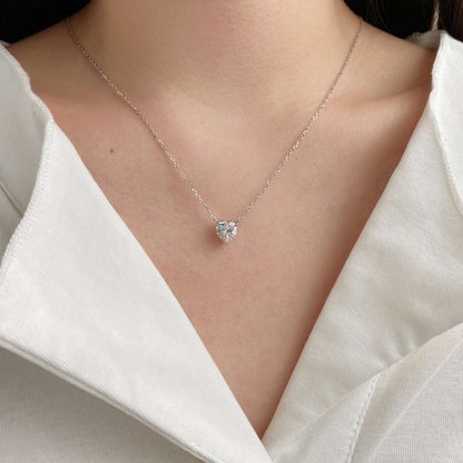 [CharmAmor]Heart Shape Main Stone Pendant Collarbone Necklace