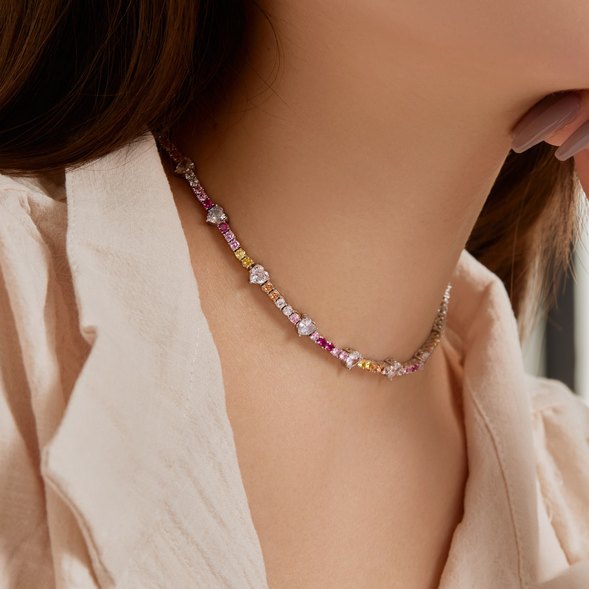 [CharmAmor]Delicate Colorful Rainbow Tennis Chain