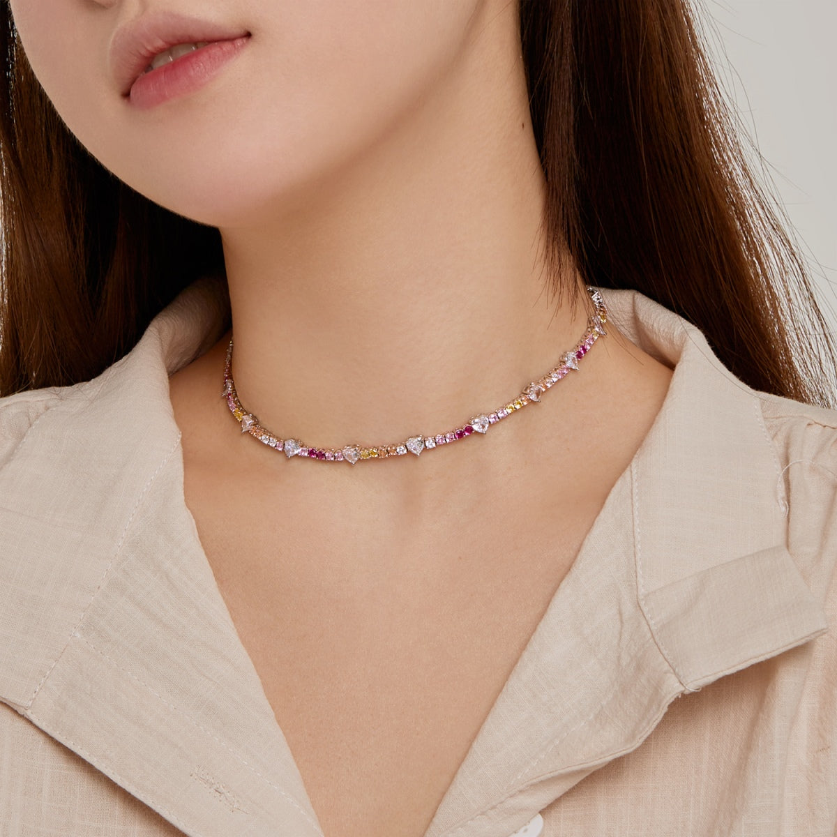 [CharmAmor]Delicate Colorful Rainbow Tennis Chain