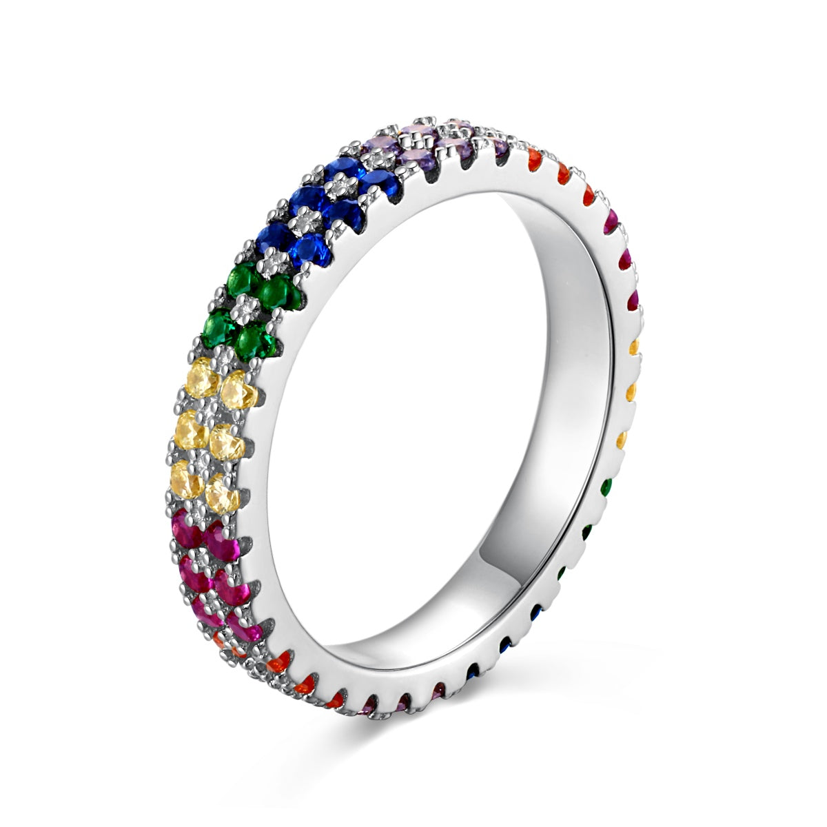 [CharmAmor]Unique Colorful Round Cut Tennis Ring