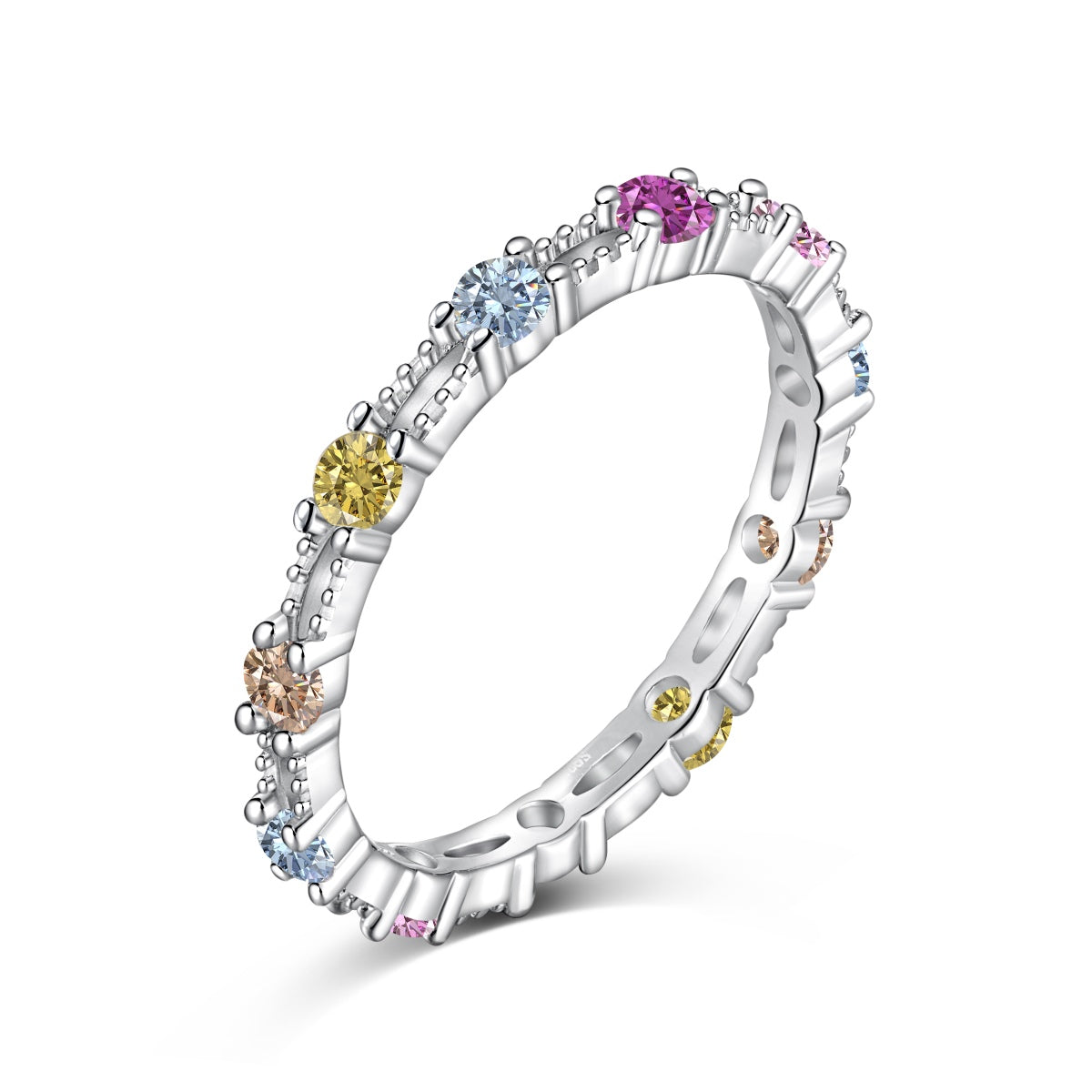 [CharmAmor]Sparkling Colorful Round Cut Tennis Ring