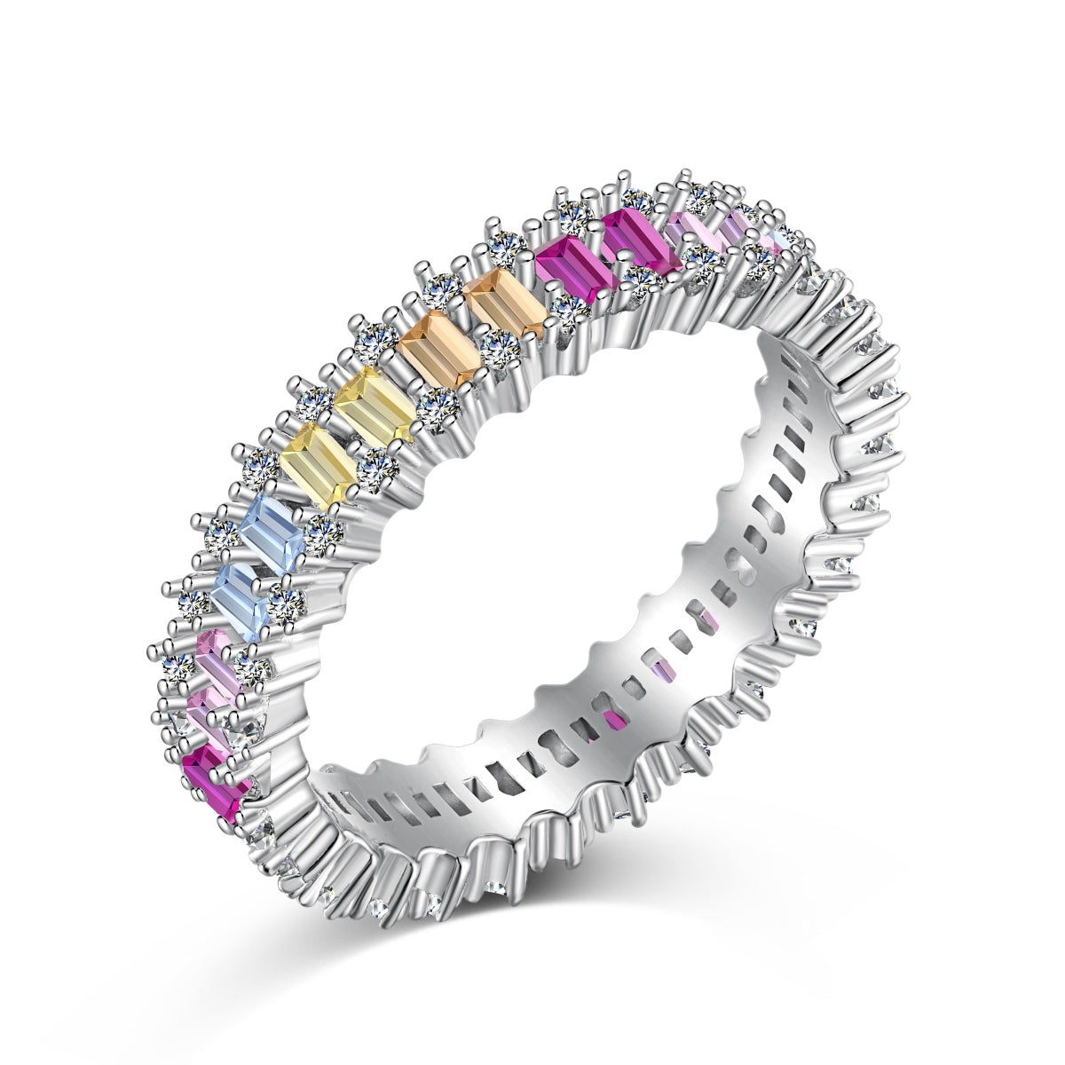 [CharmAmor]Splashy Ornate Emerald Cut Cocktail Ring