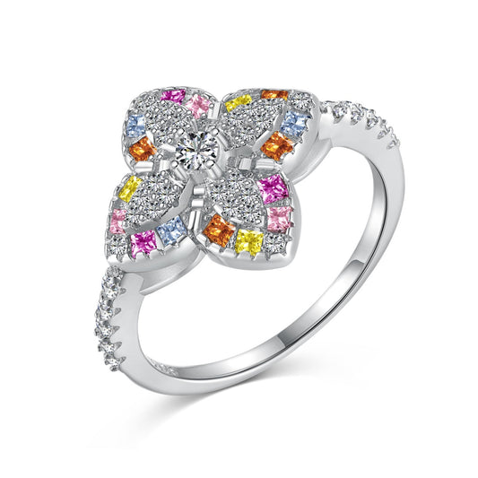 [CharmAmor]Luxurious Colorful Flower Shape Banquet Ring