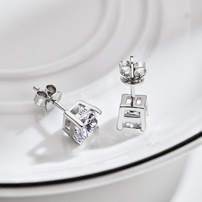 [CharmAmor]1.0 Carat Radiant Princess Cut Wedding Earrings