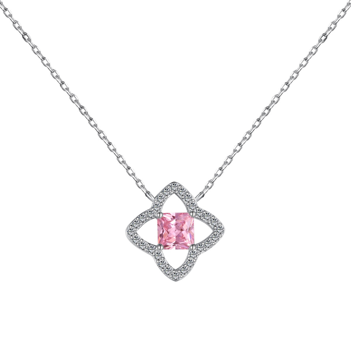 [CharmAmor]Exquisite Flower Shape Princess Cut Necklace