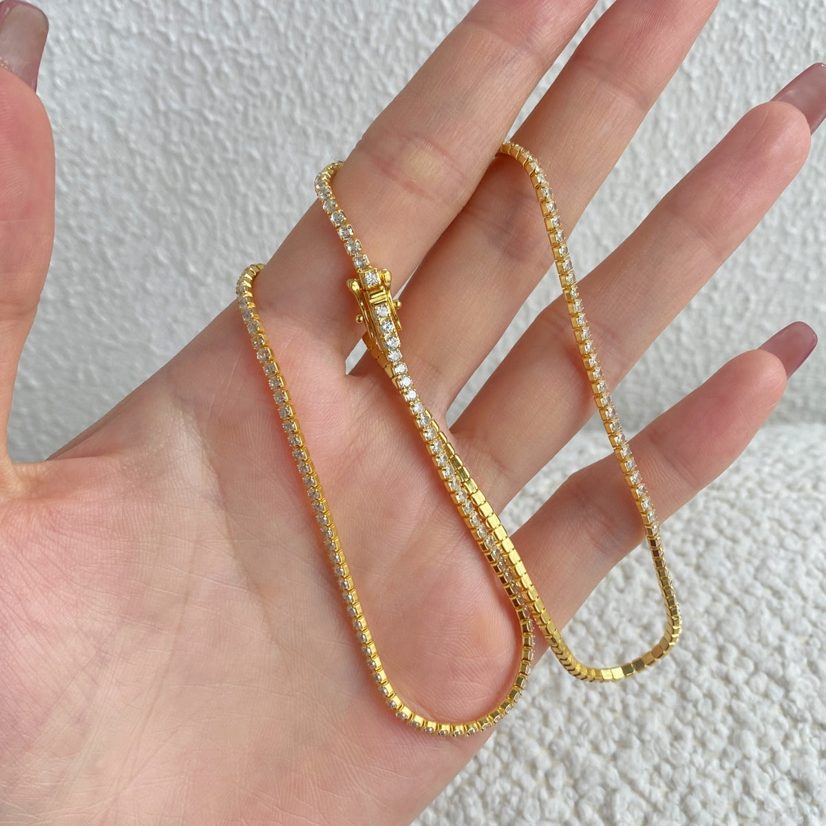 [CharmAmor]Delicate Round Shape Tennis Necklace