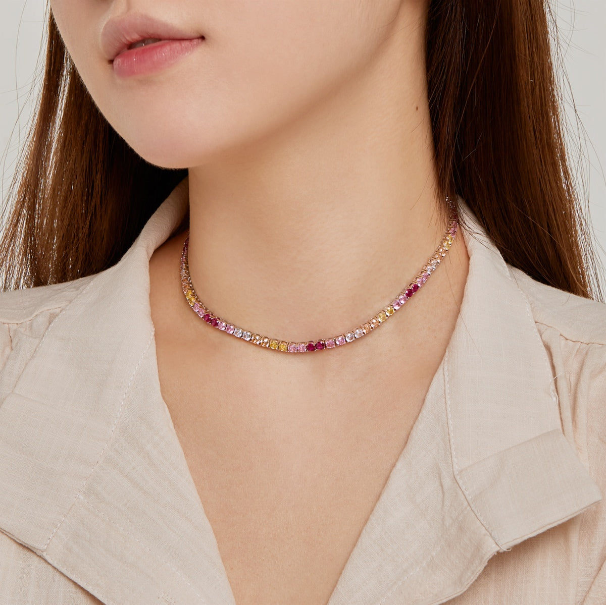 [CharmAmor]Delicate Colorful Tennis Necklace