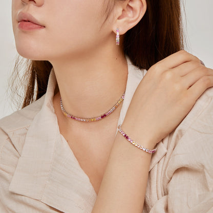 [CharmAmor]Delicate Colorful Tennis Necklace