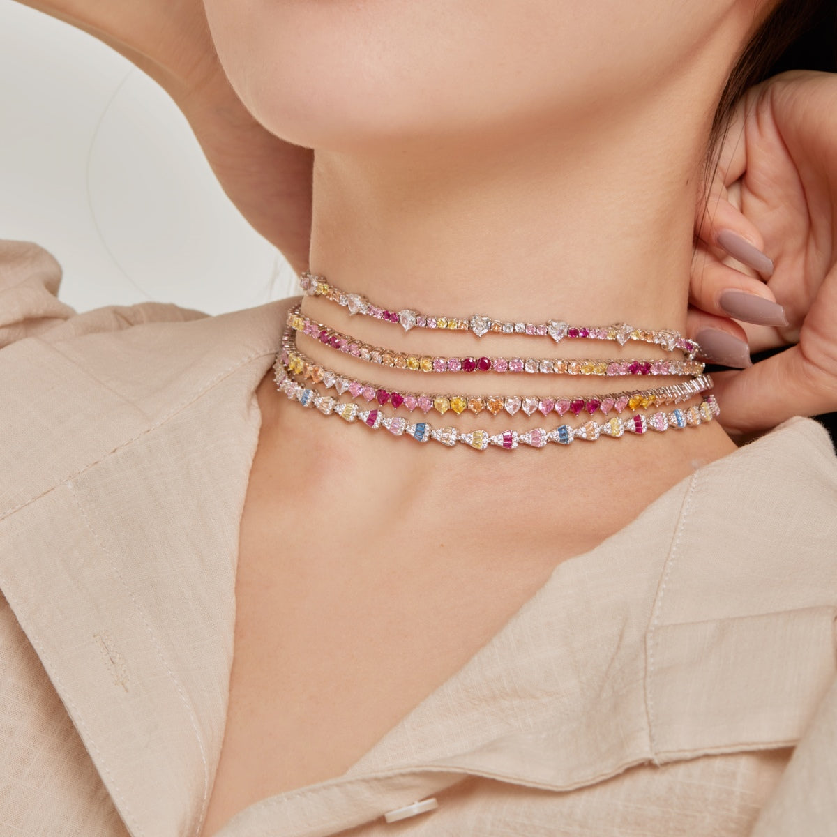 [CharmAmor]Delicate Colorful Tennis Necklace