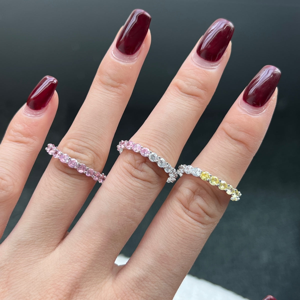 [CharmAmor]Sparkling Round Cut Tennis Ring