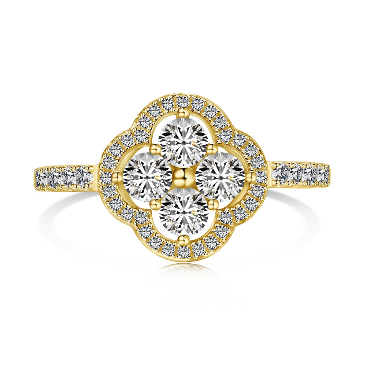 [CharmAmor]Four Leaf Clover Flower Design Ring