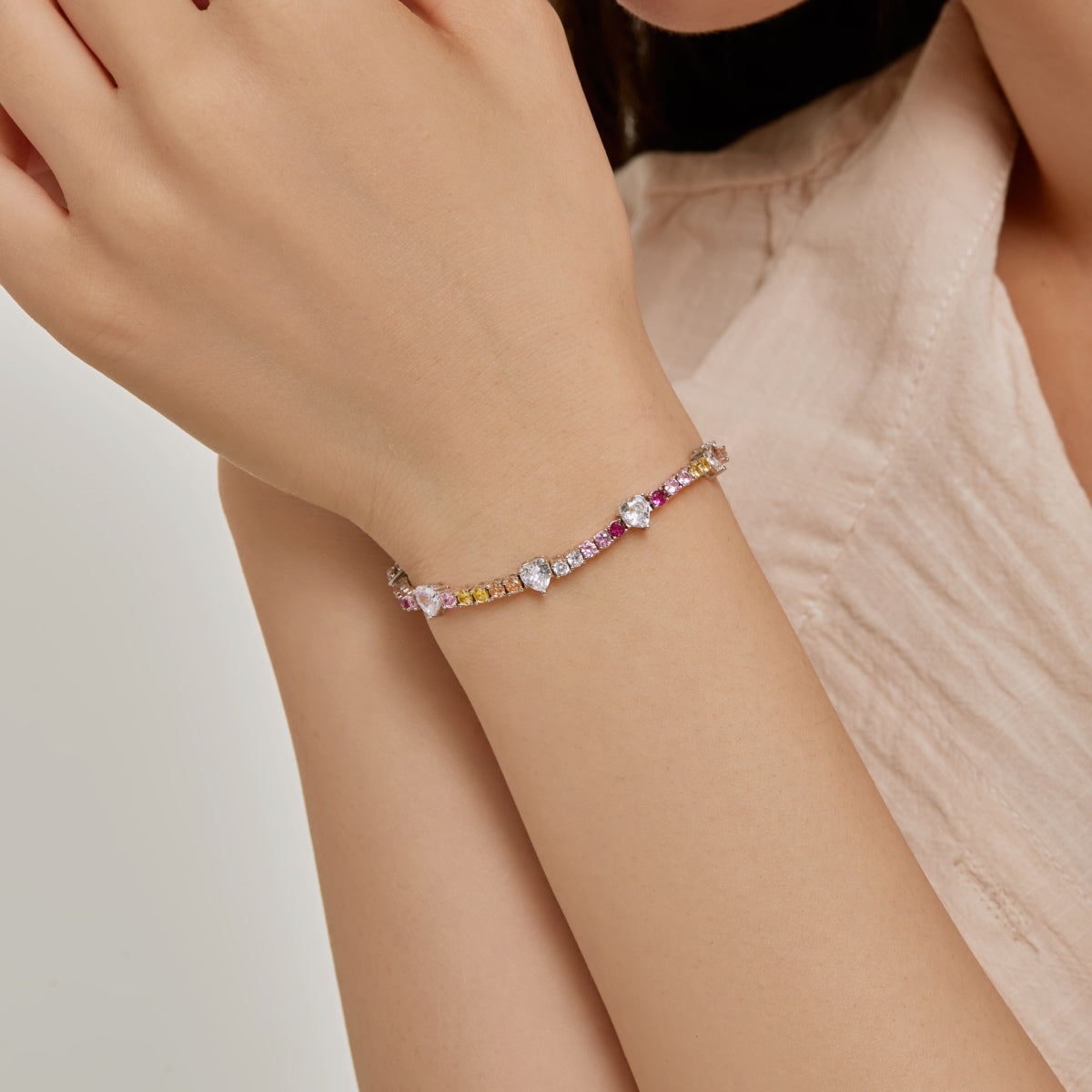 [CharmAmor]Romantic Heart Shape Round Cut Lover Bracelet