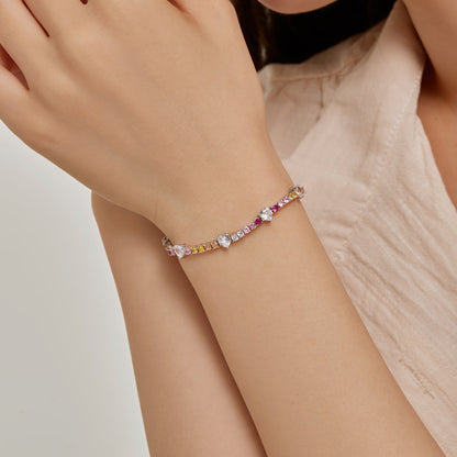 [CharmAmor]Romantic Heart Shape Round Cut Lover Bracelet